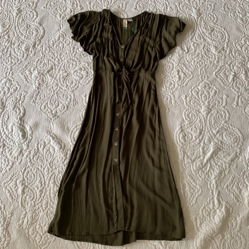 Dark forest green midi dress